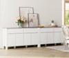 WAMPAT Large Buffet Cabinet with Storage, 2 - in - 1 Kitchen Storage Cabinet with 4 Drawers and 8 Doors, Accent Coffee Bar Cabinet with Adjustable Shelves for Dining Room, Living Room, Entryway