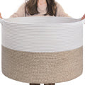 INDRESSME Large Laundry Basket, 21.7'' x 13.8'' Cotton Rope Blanket Basket Living Room Toy Baskets Storage Kids, Woven Baskets for Dirty Clothes,